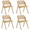 Costway Foldable Dining Chairs Set of 2/4 with Woven Rattan Backrest & Seat Rubber Wood Frame Natural